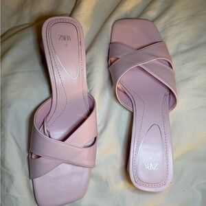Zara Women's Blush Pink Cross Strap Sandals